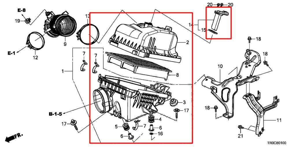 2014-15 Honda Civic Air Intake Cleaner w/ Air Flow Mass Sensor 17201-R1B-A00 OEM1
