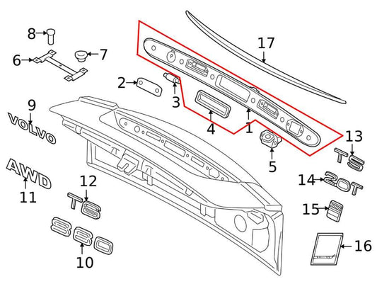 2015-2016 Volvo S60 T5 Premier 2.0L FWD Rear Trunk Lid Trim Release Open Handle - Alshned Auto Parts