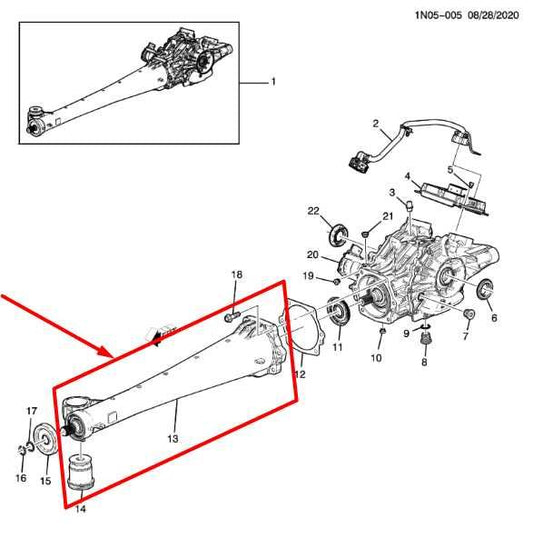 2017-2023 GMC Acadia SLT-1 3.6L AWD Rear Axle Differential Driveline Torque Tube - Alshned Auto Parts
