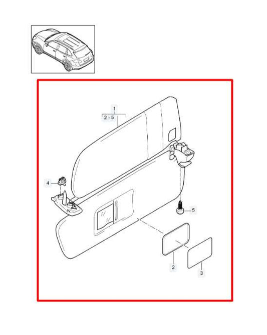 2011-18 Porsche Cayenne Platinum Front RH Double Sun Visor w/ Illuminated Mirror - Alshned Auto Parts