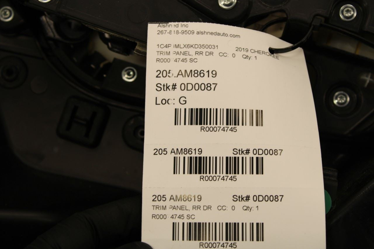 2019-2021 Jeep Cherokee Latitude Rear Left Driver Door Trim Panel 6NS291X9AA OEM - Alshned Auto Parts