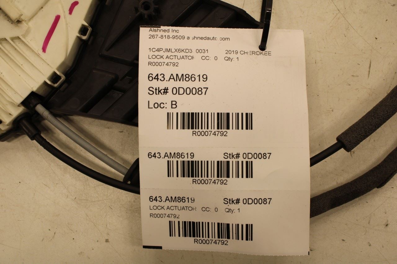 2015-2022 Jeep Cherokee Latitude Front Left Door Lock Latch Actuator 68211097AC - Alshned Auto Parts