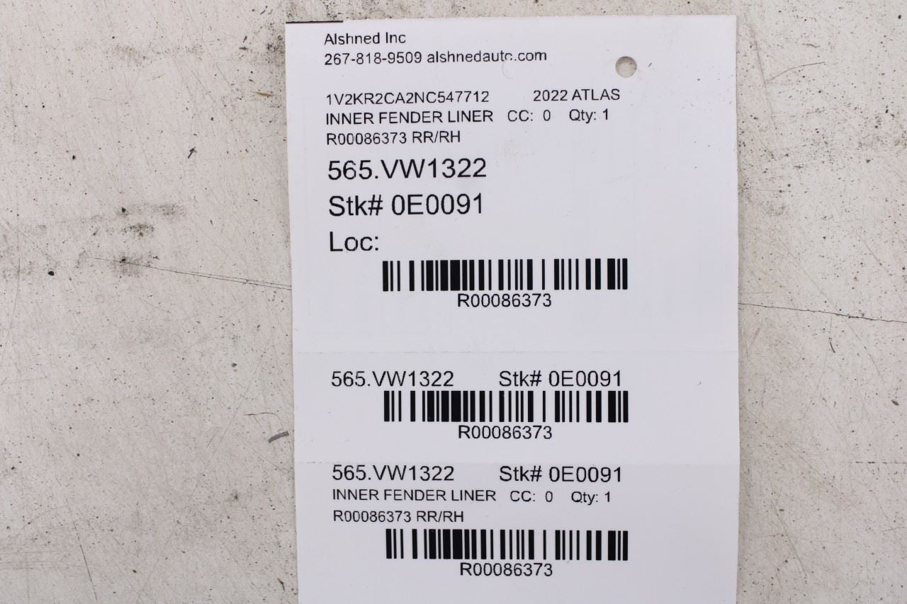 2020-2025 Volkswagen Atlas SE Rear Right Side Wheelhouse Liner Splash Shield11