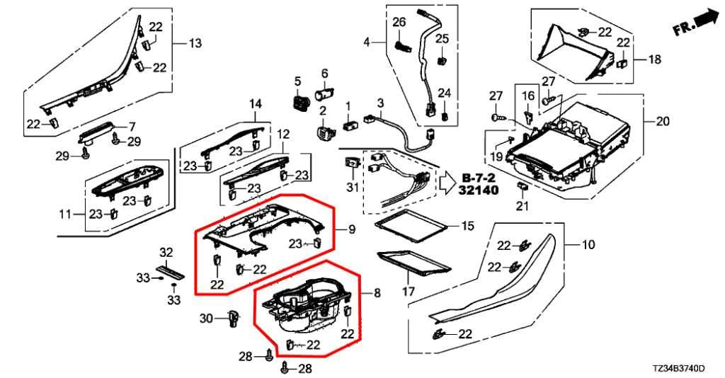 2015-17 Acura TLX Tech Center Console Trim and Gear Select Switch w/ Cup Holder - Alshned Auto Parts