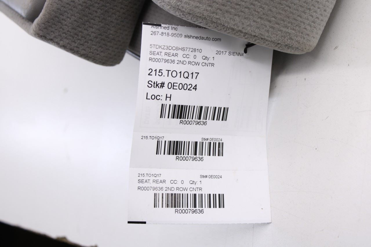 2014-19 Toyota Sienna LE 3.5L FWD Rear Center 2nd Row Jumper Seat Complete Cloth - Alshned Auto Parts
