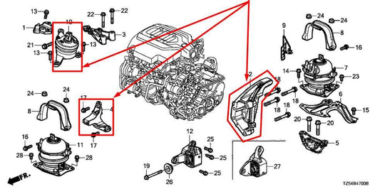 2014-20 Acura MDX w/Technology Pkg 3.5L AWD Engine Motor Support Mount Set of 3 - Alshned Auto Parts