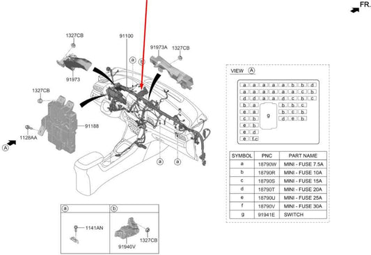 2020 Hyundai Veloster Dash Instrument Panel Wire Harness 91125-J3160 OEM - Alshned Auto Parts