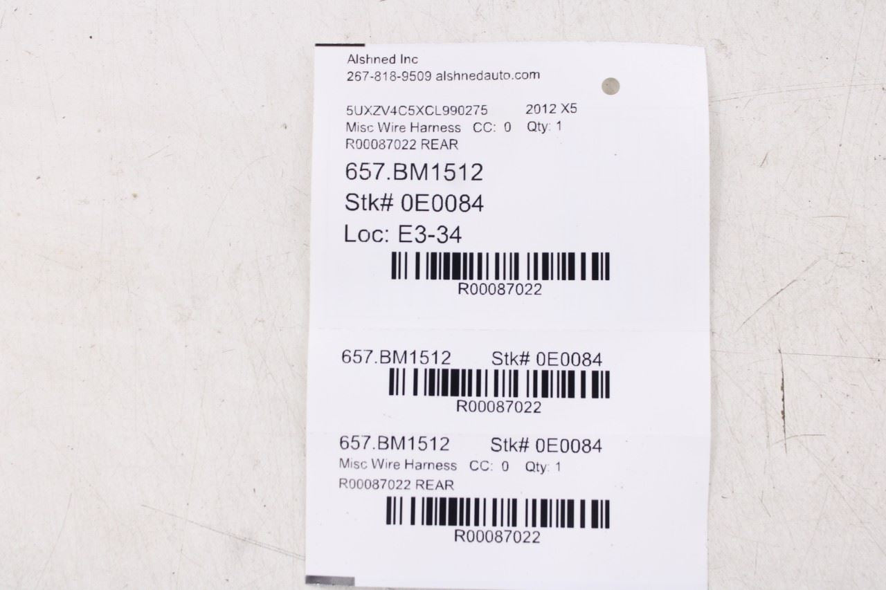 2011-2013 BMW X5 Xdrive35i Rear Bumper PDC Wire Harness w/ Park Sensors 924442512