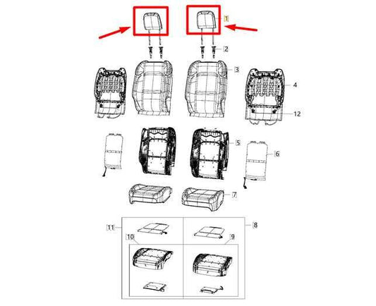 2020-2024 Jeep Gladiator FR Right / Left Side Seat Headrest Cloth 6AA84TX7AC OEM - Alshned Auto Parts