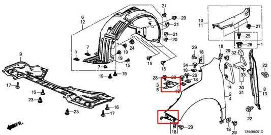 17-20 Acura MDX w/ Technology Pkg AWD Front Fender Right Side Mount Bracket Set - Alshned Auto Parts