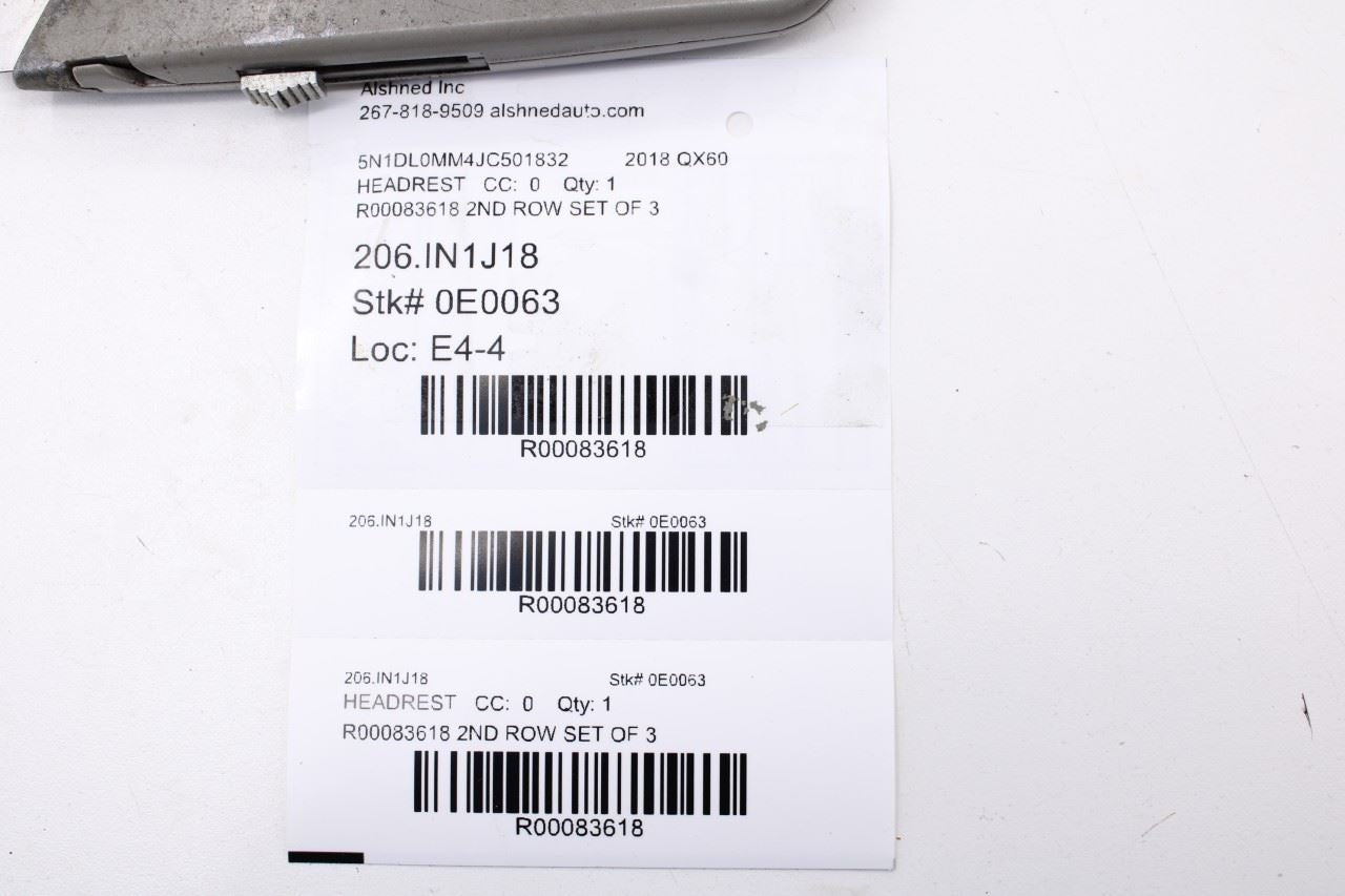 2016-20 Infiniti QX60 Rear Right Left Side and Center 2nd Row Seat Headrest Set - Alshned Auto Parts