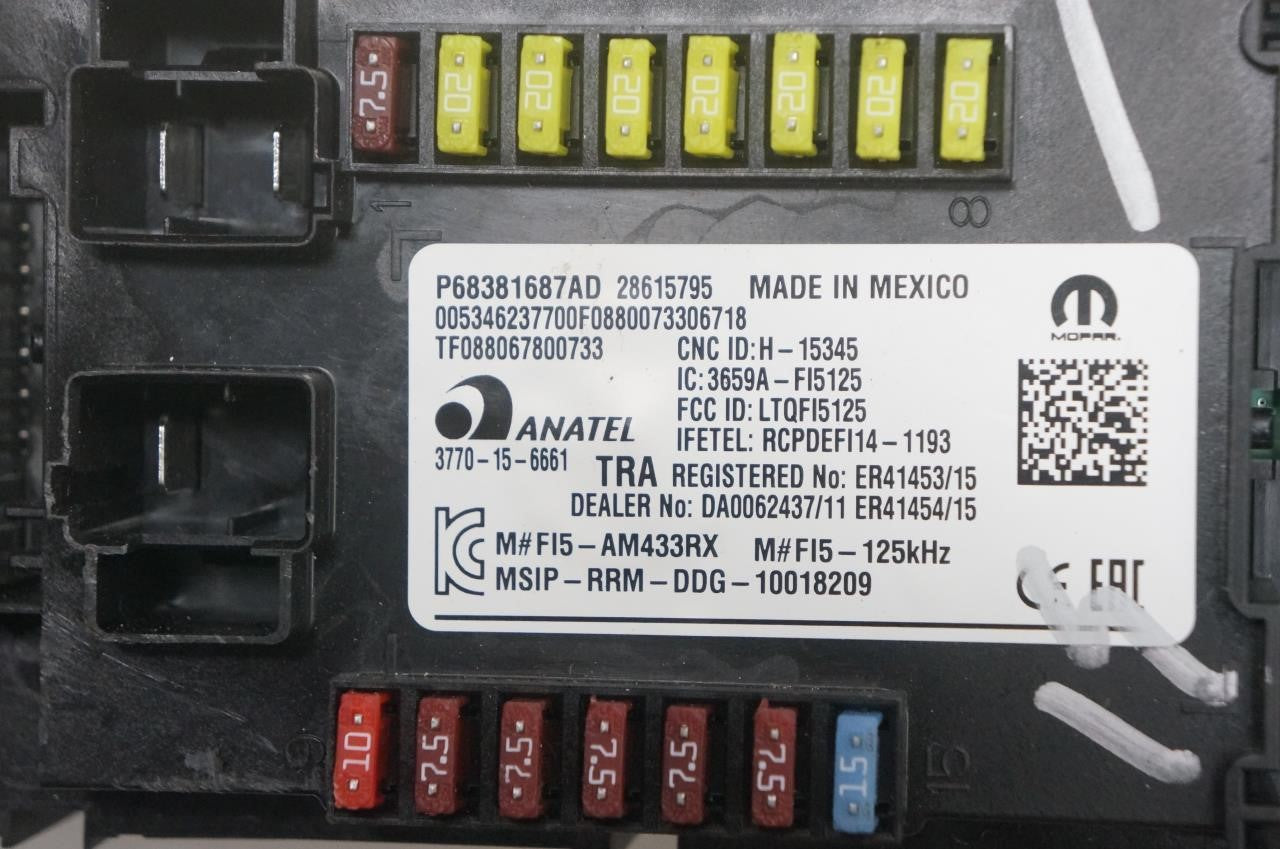 2017-18 Jeep Compass Latitude Body Control Module BCM w/ Bracket 68381687AD OEM - Alshned Auto Parts