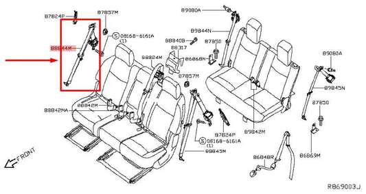 2019-20 Infiniti QX60 RR Right Side 2nd Row Seat Belt Retractor 88844-9NP0B OEM - Alshned Auto Parts