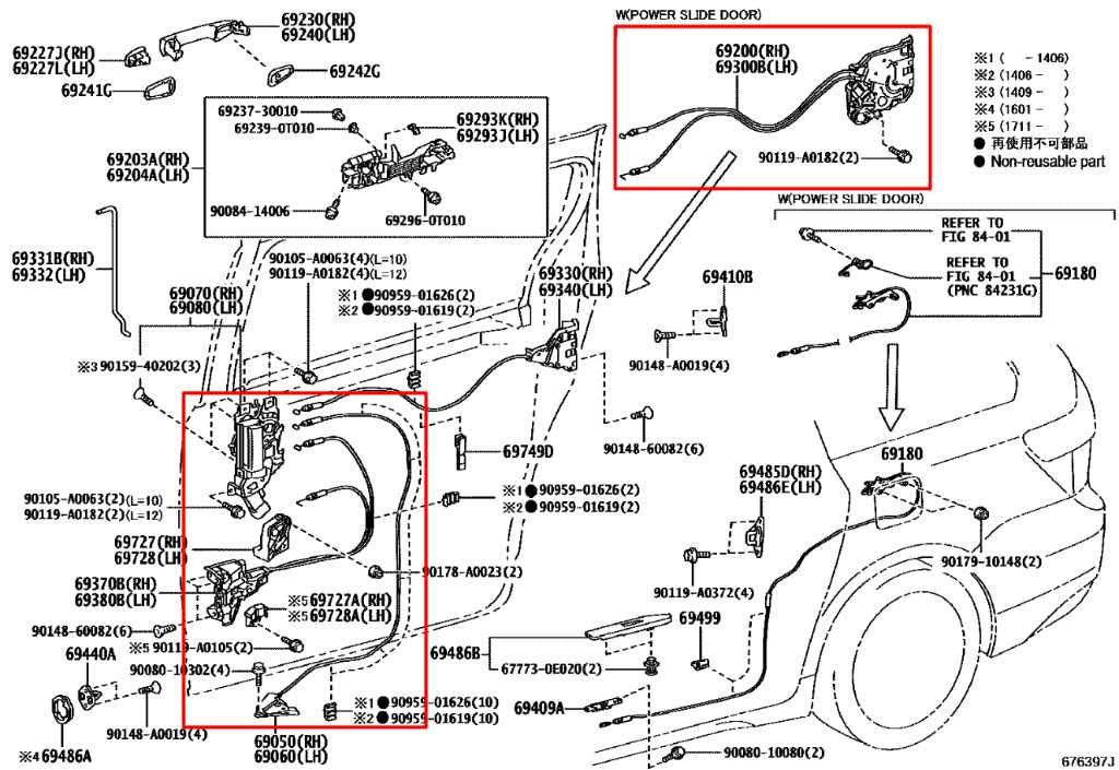 14-18 Toyota Sienna Rear Left Sliding Door Inside Handle Lock Latch Actuator Set - Alshned Auto Parts
