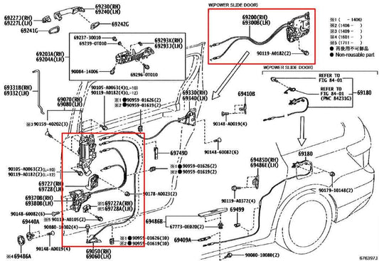 14-18 Toyota Sienna Rear Left Sliding Door Inside Handle Lock Latch Actuator Set - Alshned Auto Parts