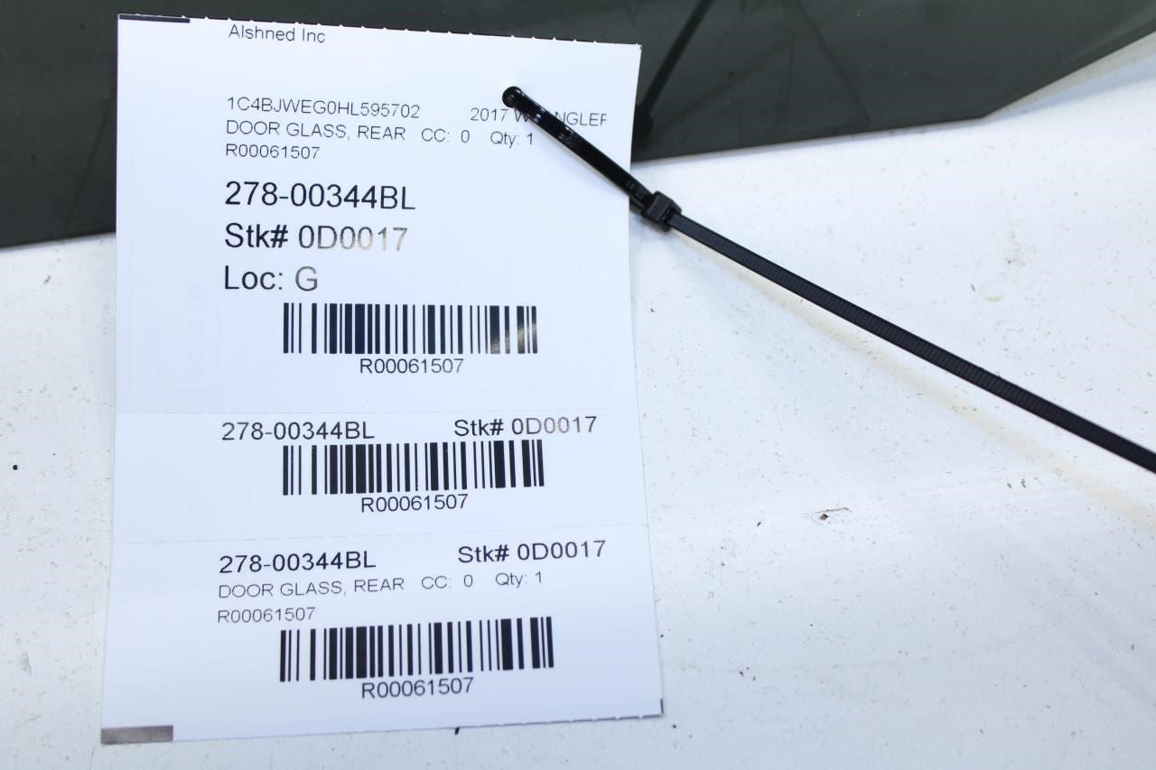 2009-2018 Jeep Wrangler Sahara RR Left Driver Side Door Window Glass 55395735AA8