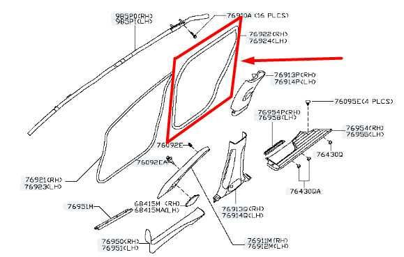 2016-2020 Nissan Pathfinder Rear Left Door Weatherstrip On Body 76924-3KA1A OEM - Alshned Auto Parts