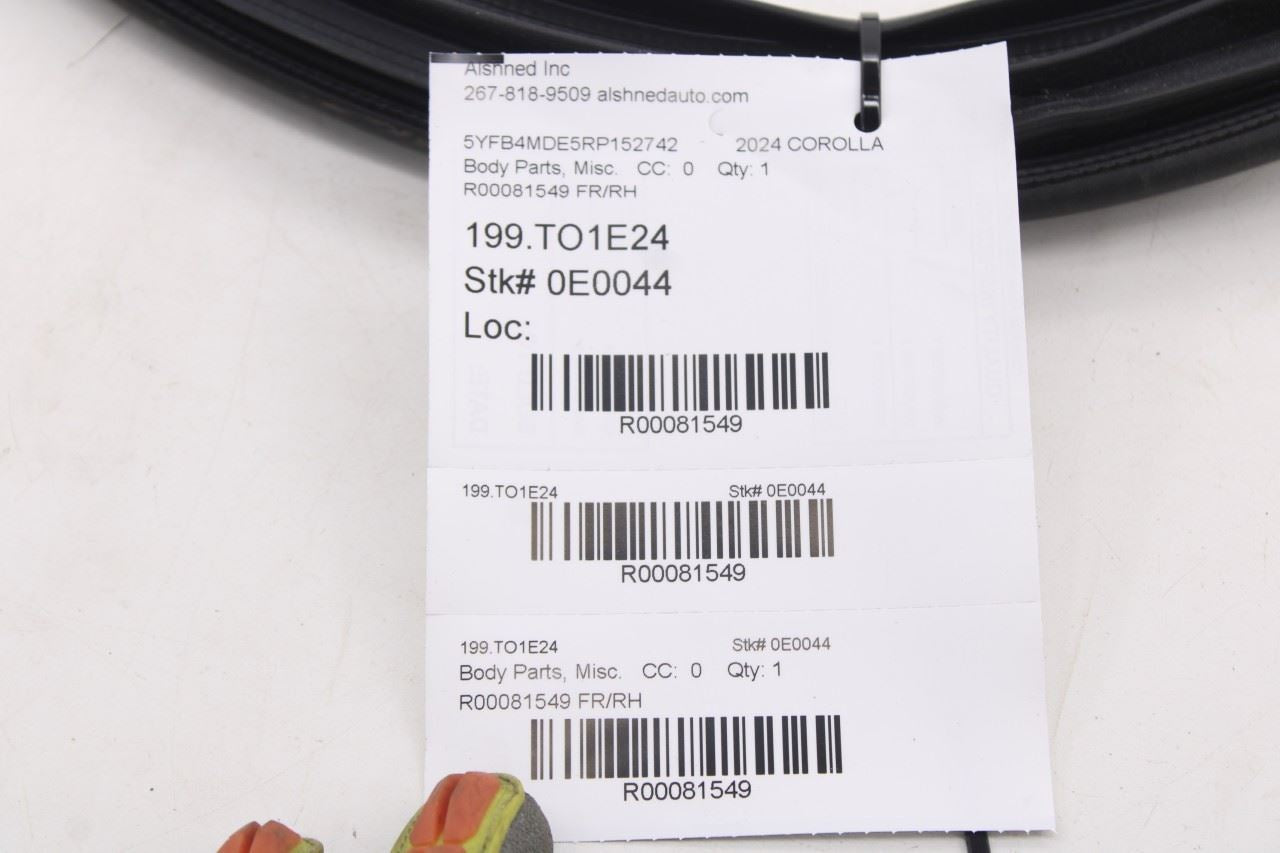 2019-25 Toyota Corolla LE Front Right Side Door Weatherstrip On Body 62311-022419