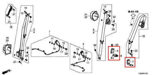 2019-21 Acura RDX SH-AWD Rear Right Left and Center 2nd Row Seat Belt Buckle Set - Alshned Auto Parts