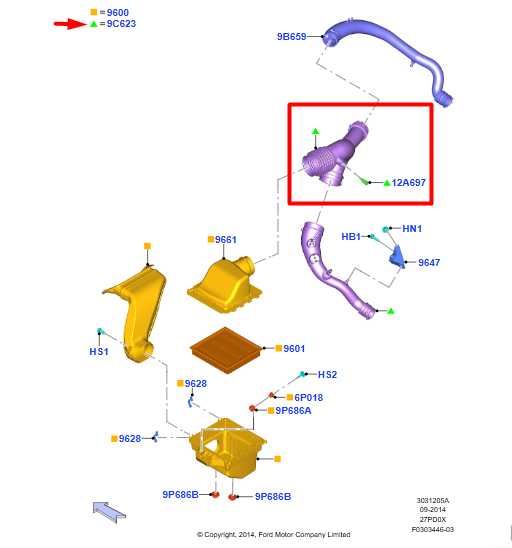 2015-20 Ford F150 Super Cab Lariat 2.7L 4WD Air Intake Duct Tube FL3Z9C623E OEM - Alshned Auto Parts