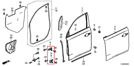 2014-20 Acura MDX Advance Front Right Door Hinge Upper and Lower Pair - Alshned Auto Parts