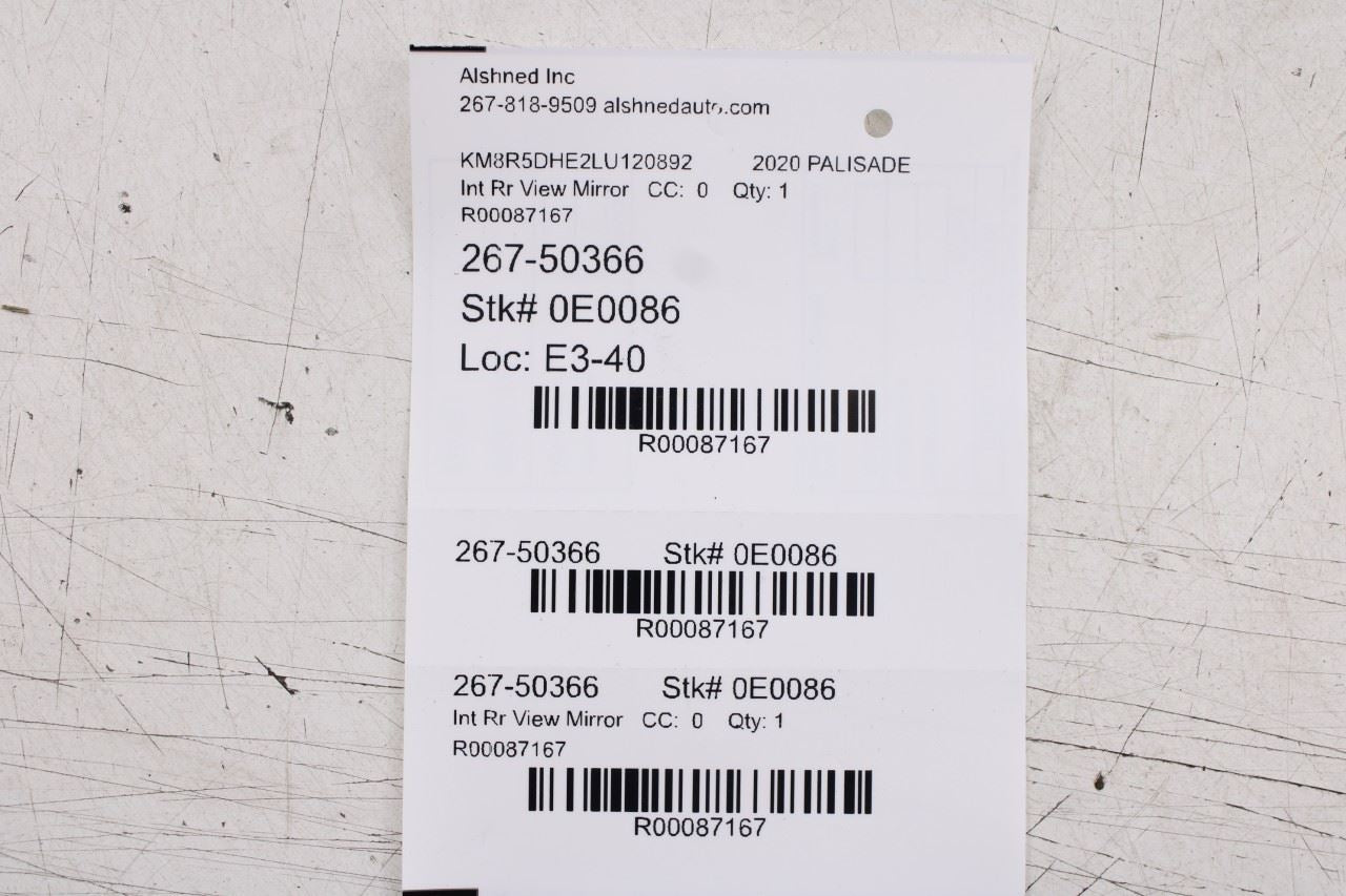 2020-2022 Hyundai Palisade Limited AWD Interior Inside Rear View Mirror w/ Cover - Alshned Auto Parts