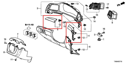 2019-21 Acura ILX Technology A-Spec Dash LH RH Interior Trim w/ Ignition Button - Alshned Auto Parts