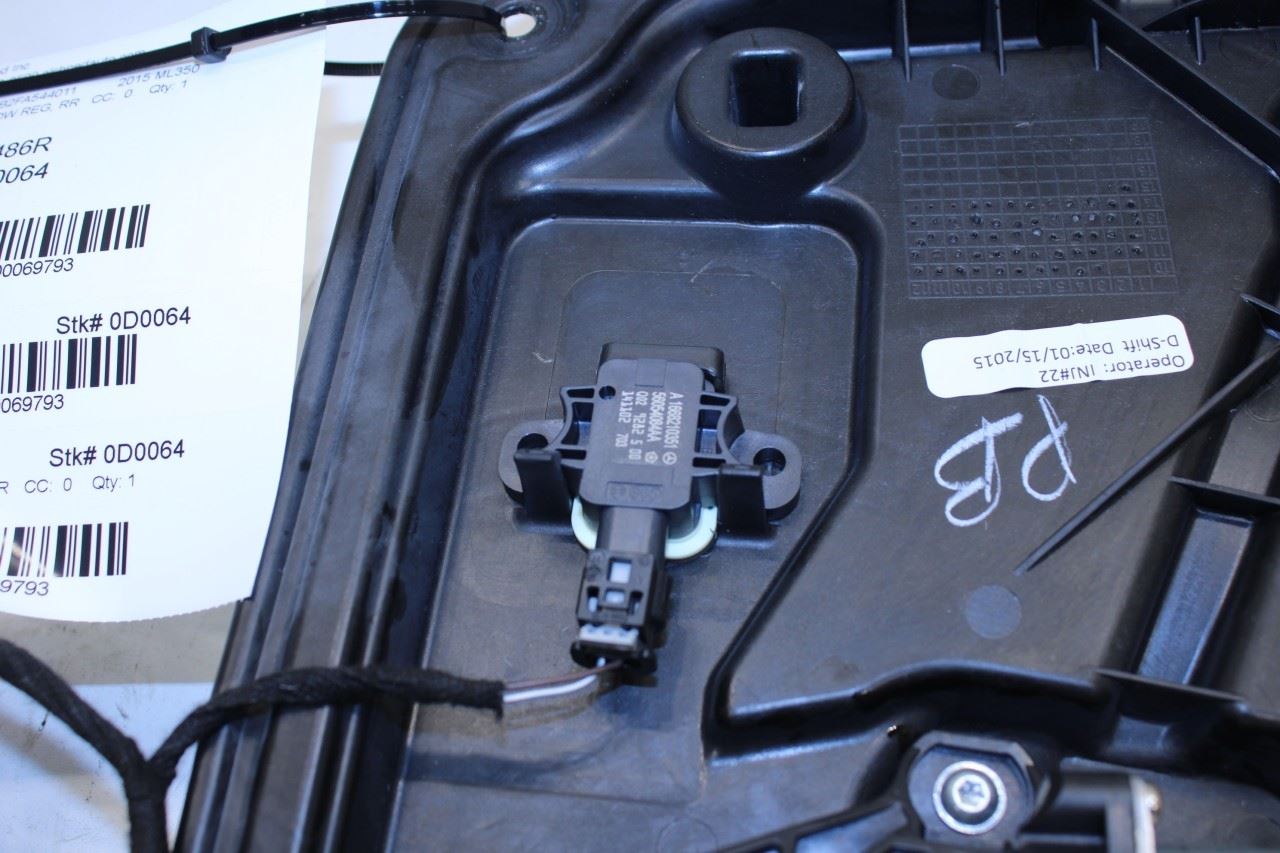 12-15 Mercedes-Benz ML350 RR RH Door Window Regulator w/ Carrier Plate and Motor - Alshned Auto Parts
