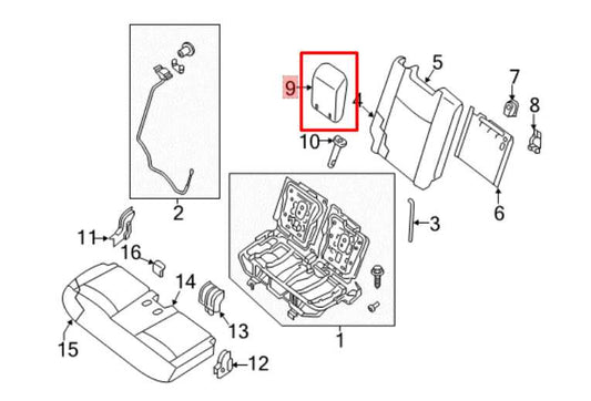 16-20 Nissan Pathfinder SV Rear Right or Left 3rd Row Seat Headrest 86400-9PJ0A - Alshned Auto Parts