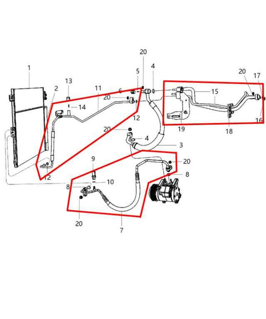 15-22 Jeep Grand Cherokee 4WD Air Conditioning Suction Liquid Discharge Hose Set - Alshned Auto Parts