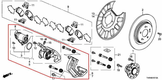 2018-2026 Honda Odyssey Touring Rear Left Side Brake Disc Caliper 43019-THR-A00 - Alshned Auto Parts