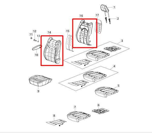 17-20 Chrysler Pacifica Front Left Side Seat Upper Cushion 68233083AC OEM *ReaD* - Alshned Auto Parts