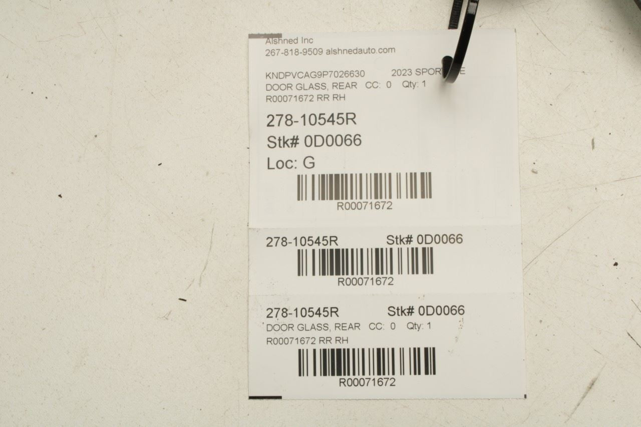 2023-2025 Kia Sportage Hybrid EX Rear Right Passenger Side Door Window Glass - Alshned Auto Parts