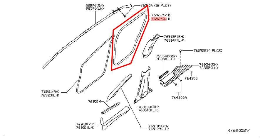 2017-20 Infiniti QX60 Rear Left Side Door Weather Strip On Body 76924-3JA1A OEM - Alshned Auto Parts