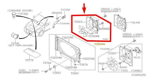 2009-13 Subaru Forester 2.5L RH Condenser Cooling Fan Motor Assy 73310AG001 OEM - Alshned Auto Parts