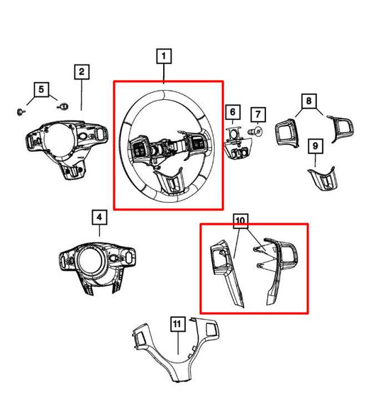 2011-2016 Chrysler Town & Country Steering Wheel Leather w/ Control Buttons - Alshned Auto Parts