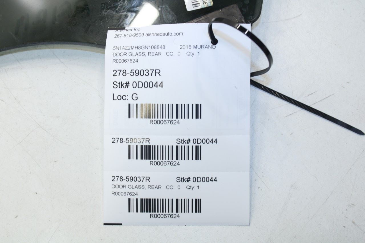 2015-2019 Nissan Murano Platinum Rear Right Door Window Glass 82300-5AA0A OEM - Alshned Auto Parts