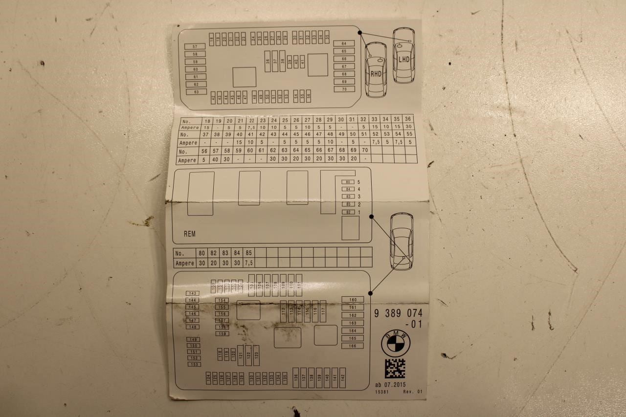 15-16 BMW 435i Gran Coupe RR Trunk Power Distribution Fuse Relay Box 61149259466 - Alshned Auto Parts