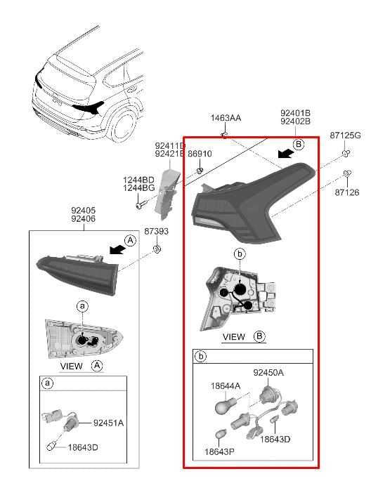 2021-2023 Hyundai Santa Fe SEL Rear Right Side Tail Light Lamp 92402-S2500 OEM - Alshned Auto Parts