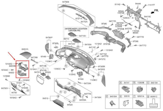 2020-22 KIA Soul LX Dash Speedometer Cluster Bezel Trim w/ Shroud 84830-K0000WK - Alshned Auto Parts