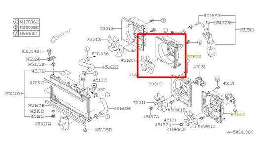 2007-14 Subaru Legacy Limited Radiator Cooling Fan Motor Assembly 45122AG02C OEM - Alshned Auto Parts