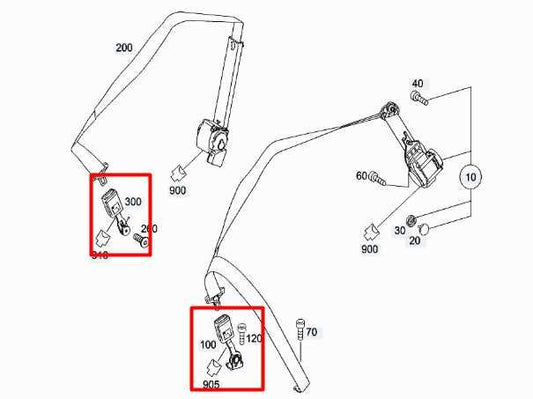 12-15 Mercedes-Benz ML350 Rear Right and LH 2nd Row Center Seat Belt Buckle Set - Alshned Auto Parts