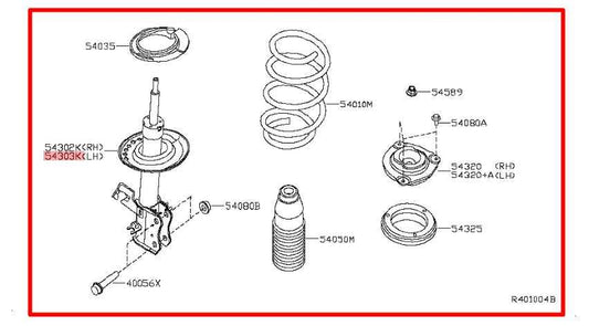 15-19 Nissan Sentra SV FWD Front Left Side Shock Strut Absorber 54303-4AF0A OEM - Alshned Auto Parts