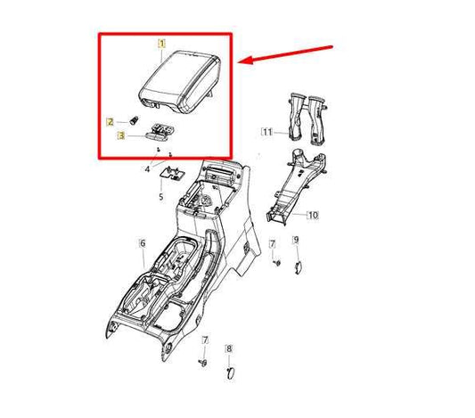 2020-2024 Jeep Gladiator Center Console Armrest Lid Trim Cover 6AC68TX7AH OEM - Alshned Auto Parts