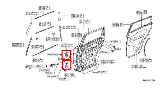 2015-2020 Infiniti QX60 Rear Left Door Hinge Upper and Lower 82401-9AM0A OEM - Alshned Auto Parts