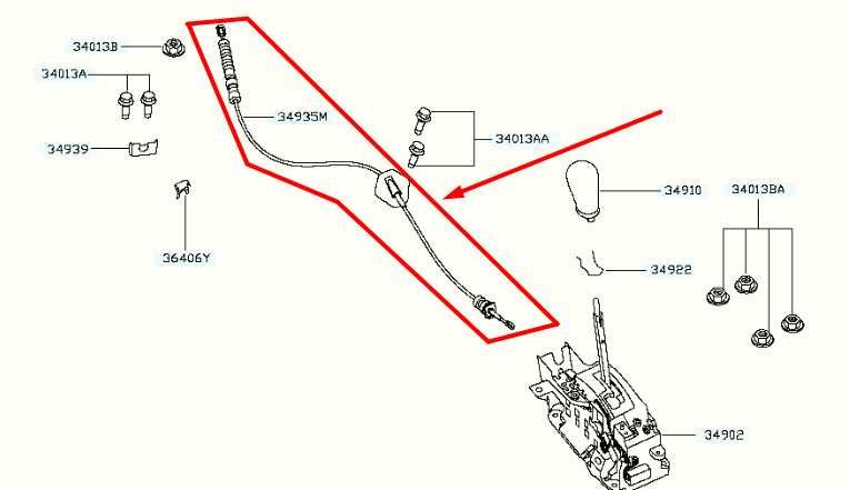 2013-20 Nissan Pathfinder Transmission Gear Shift Control Cable 34935-3KA0A OEM