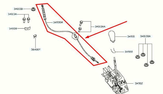 2013-20 Nissan Pathfinder Transmission Gear Shift Control Cable 34935-3KA0A OEM