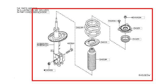2013-2020 Infiniti QX60 Front Right Side Shock Strut Absorber E4302-9NF0A OEM - Alshned Auto Parts
