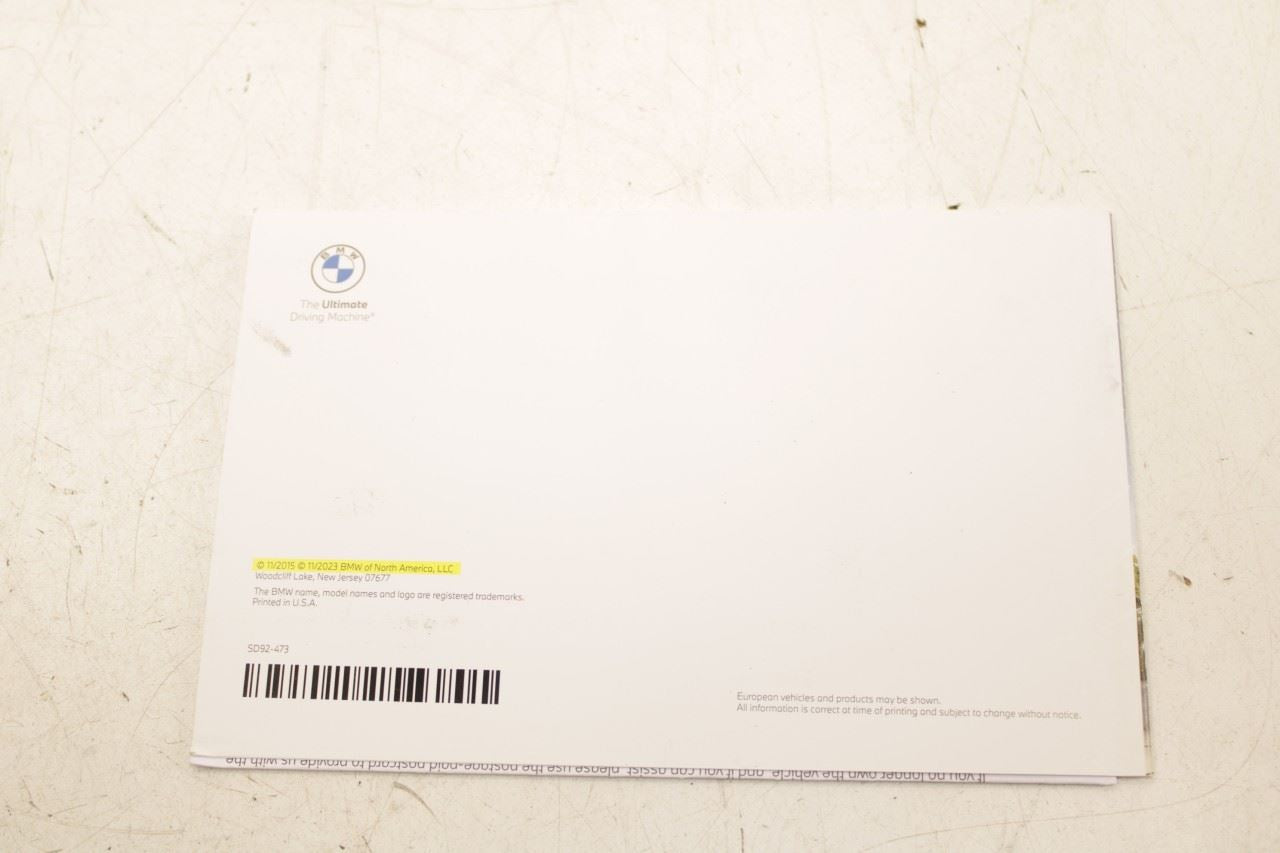 2016 BMW X3 xDrive28i Owners Manual Set with Case R72837 - Alshned Auto Parts