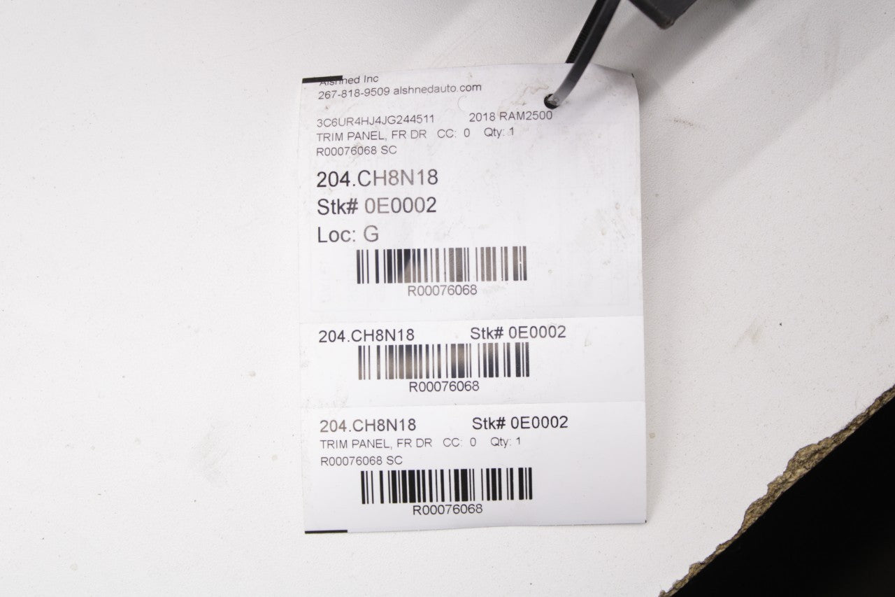 2013-2024 RAM 2500 Crew Cab Tradesman Front Right Door Trim Panel 1EA36DX9AG OEM - Alshned Auto Parts